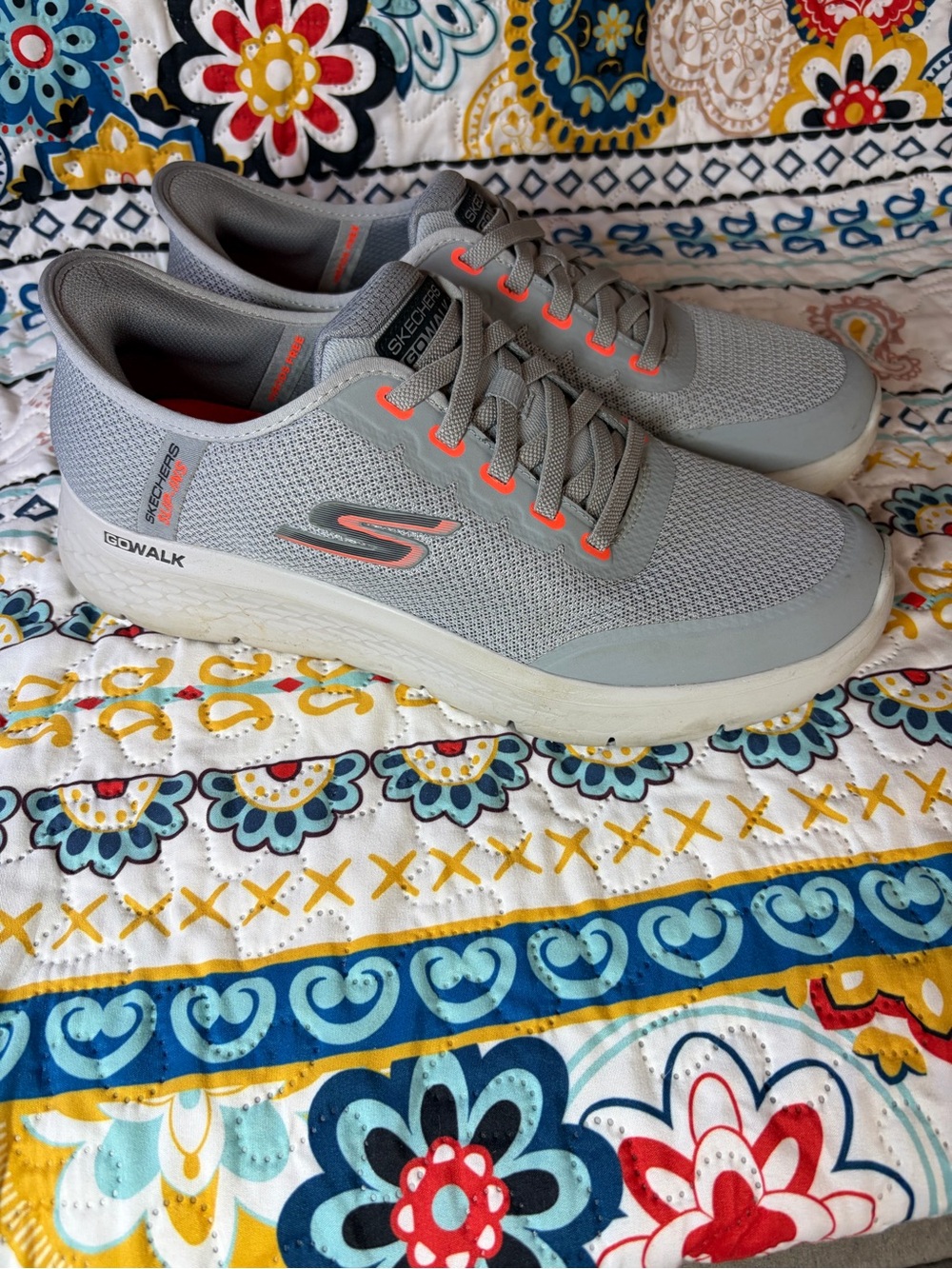 Skechers Gray Sneaker with Bright Orange Lining - Picture 4 of 8
